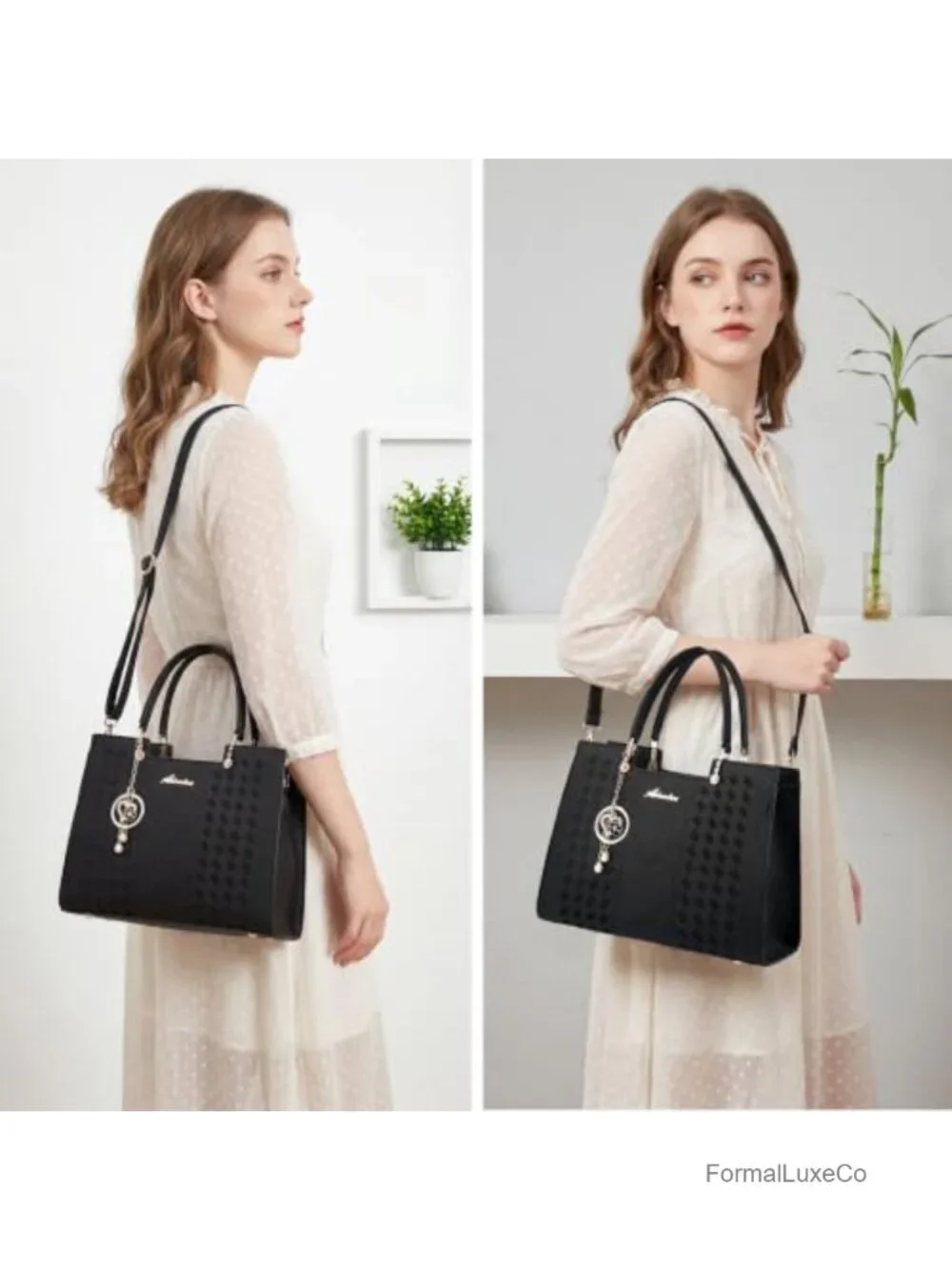 Women's PU Leather Satchel Purse Crossbody Tote Bag with Adjustable Strap
